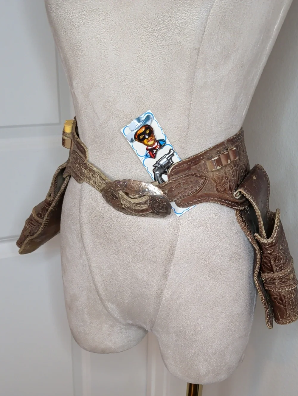 Vintage 60s Toy Holster & Lone Ranger Pins Cowboy Cowgirl Western Childs Costum